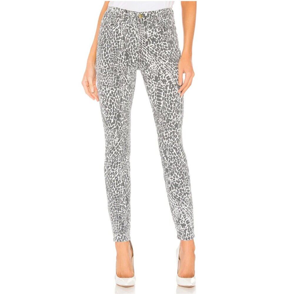 Frame Le High Skinny Abstract Animal in Noir Multi
